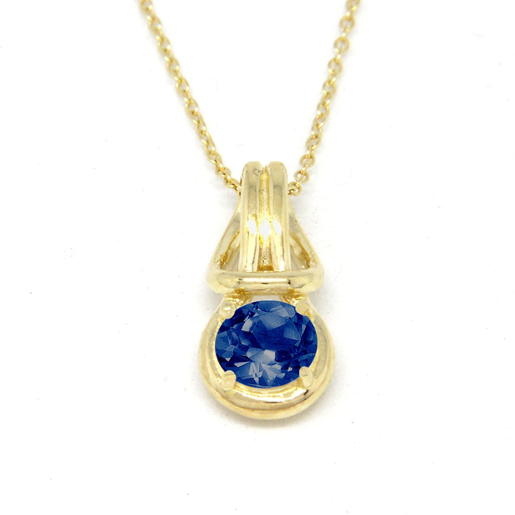 Love Knot Pendant Necklace 1 Carat Blue Sapphire September Birthstone Gold Over Silver