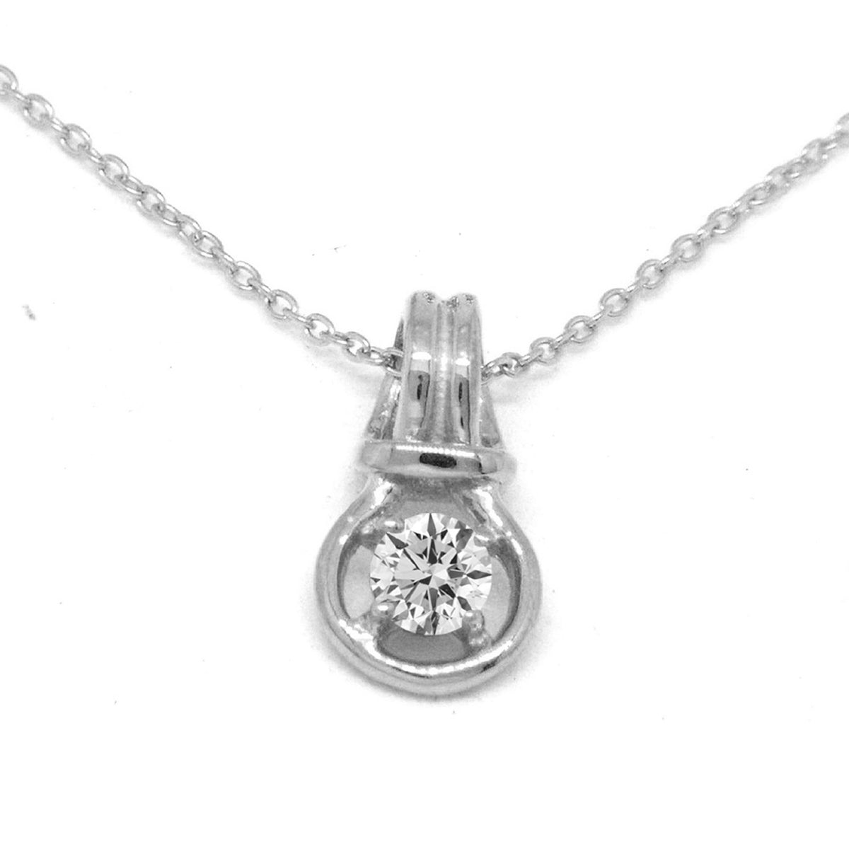 Love Knot Pendant Necklace 1/3rd Carat Cubic Zirconia Sterling Silver
