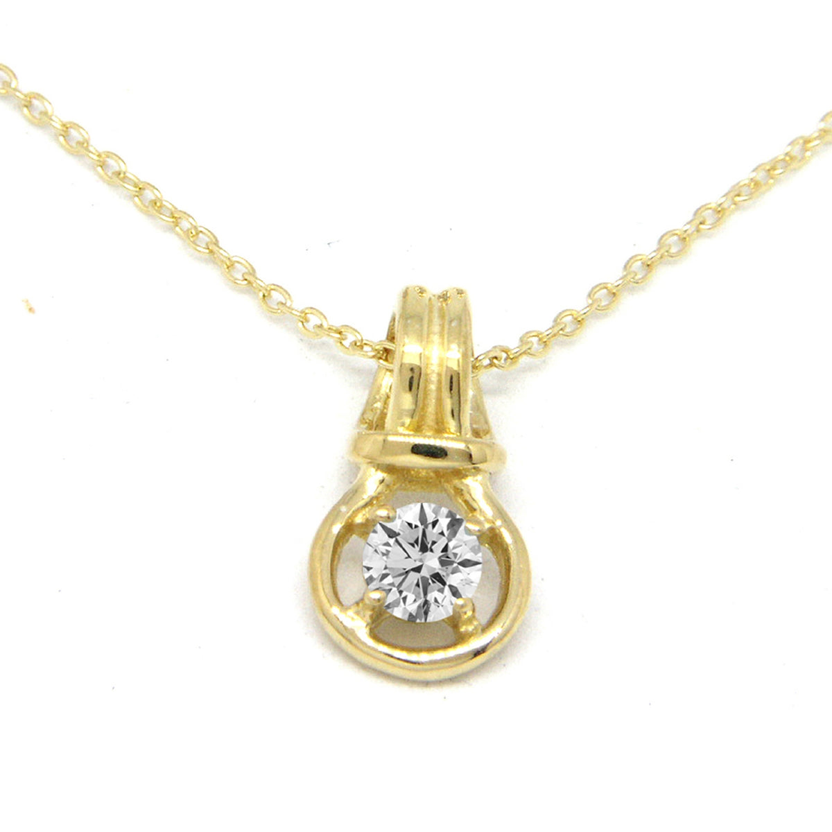 Love Knot Pendant Necklace 1/3rd Carat Cubic Zirconia 18k Gold Over Silver