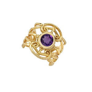 Amethyst Filigree 14k Gold Ear Cuff Earring
