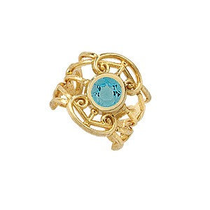 Blue Topaz Filigree 14k Gold Ear Cuff Earring