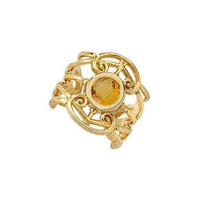 Citrine Filigree 14k Gold Ear Cuff Earring