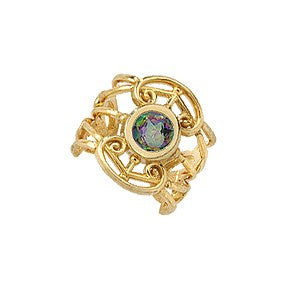Mystic Topaz Filigree 14k Gold Ear Cuff Earring