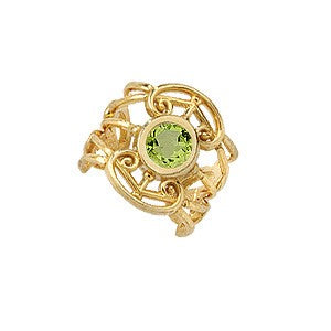 Peridot Filigree 14k Gold Ear Cuff Earring