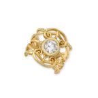 Filigree Cubic Zirconia Ear Cuff Earring 10k Yellow Gold