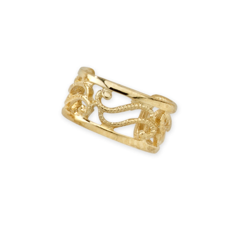 Ear Cuff Earring Open Filigree 18k Gold Over Silver