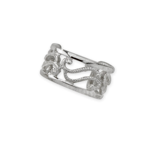 Ear Cuff Earring Open Filigree 14k White Gold