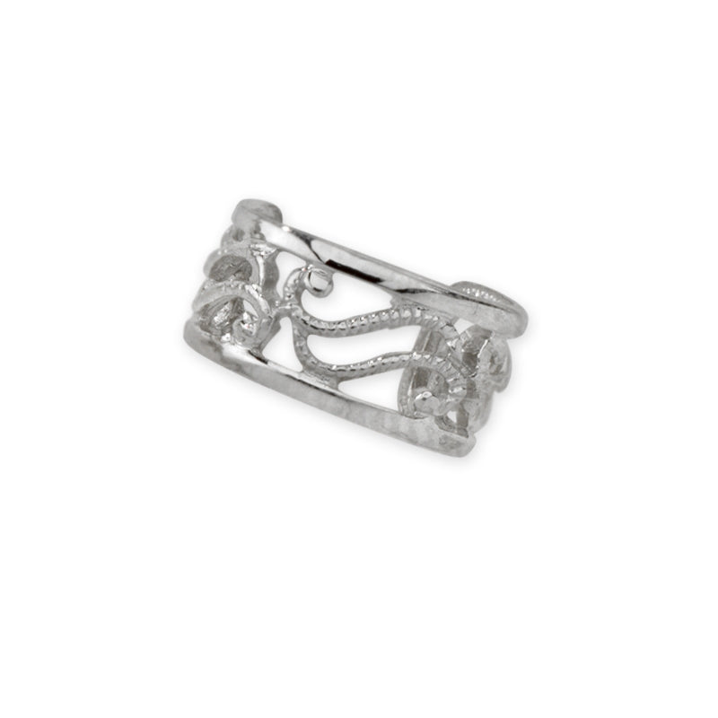 Filigree Ear Cuff Earring in 10k White Gold