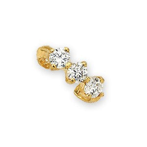 14k Yellow Gold Triple Cubic Zirconia Ear Cuff Earring