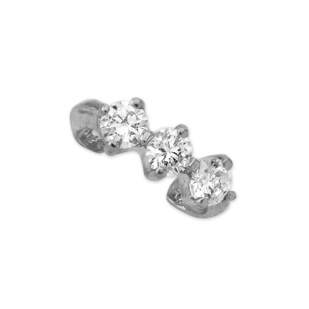 Sterling Silver Triple Cubic Zirconia Ear Cuff Earring 