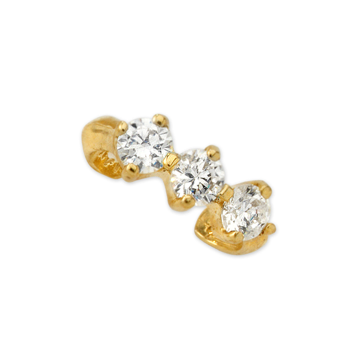 Gold Over Silver Triple Cubic Zirconia Ear Cuff Earring