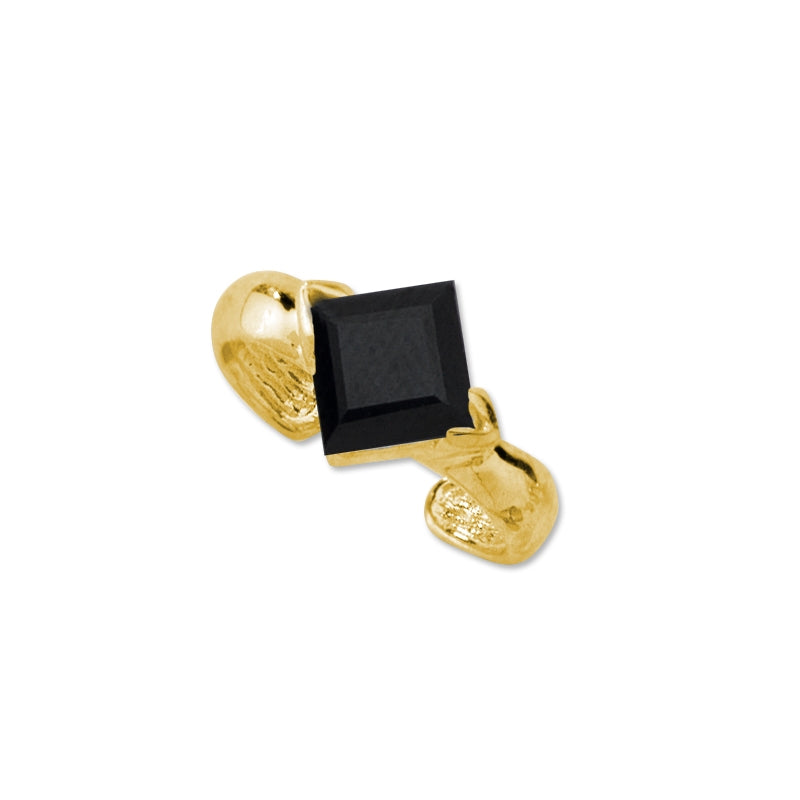Black Onyx Ear Cuff Earring in 14k Yellow Gold