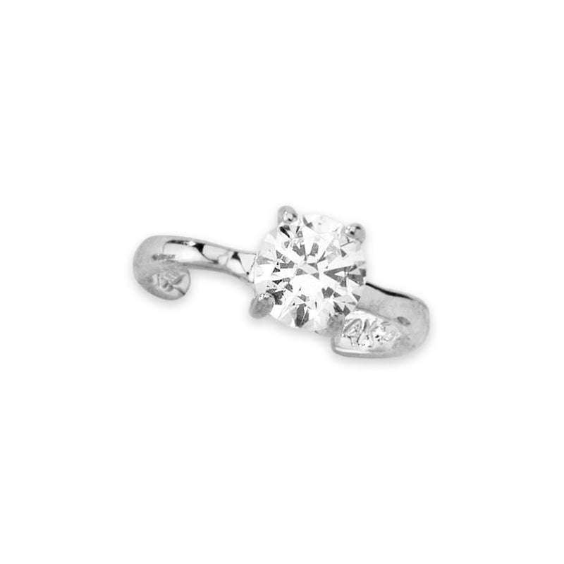 Sterling Silver Round Cubic Zirconia Earcuff Earring 