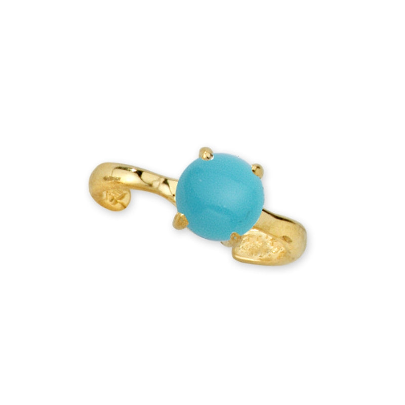 Turquoise Ear Cuff Earring in 14k Yellow Gold