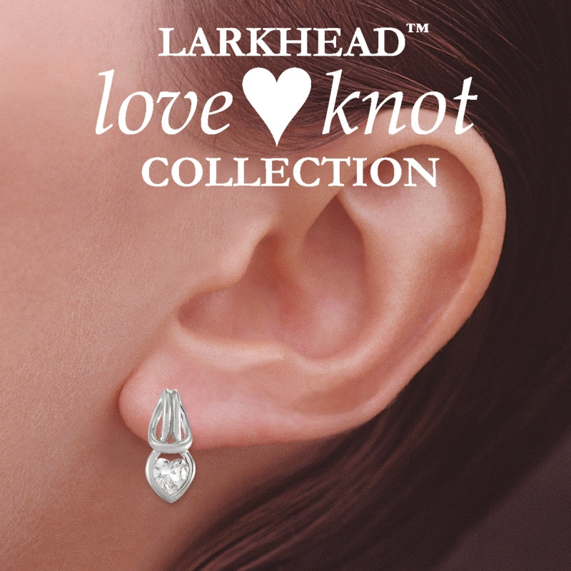  Love Knot Pendant Earring Set Heartshape Cubic Zirconia Larkhead Sterling Silver