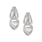 1 Carat Twt.  Heart Shape Cubic Zirconia Love Knot Earrings in Sterling Silver