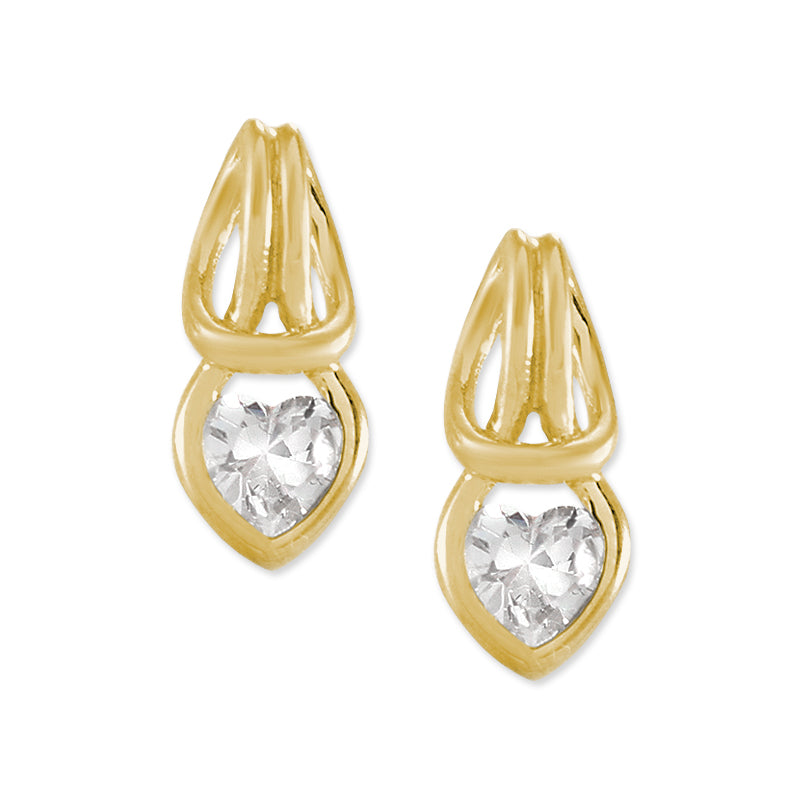 1 Carat Twt. Heart Shape Cubic Zirconia Love Knot Earrings in Gold Over Silver