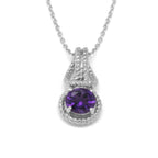 Love Knot Pendant Necklace 1 Carat Amethyst February Birthstone Sterling Silver