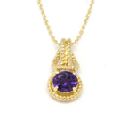 Love Knot Pendant Necklace 1 Carat Amethyst February Birthstone Gold Over Silver