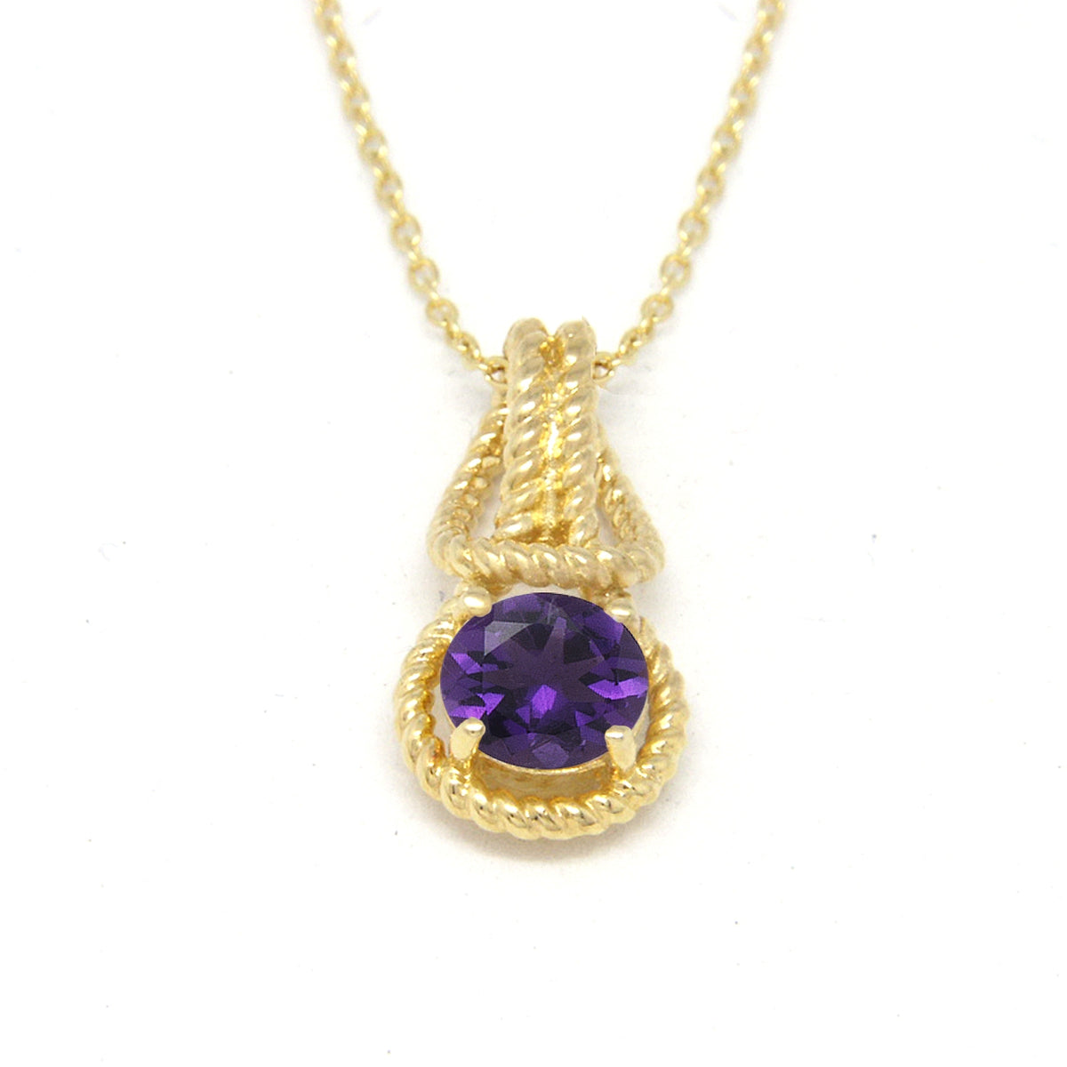 Love Knot Pendant Necklace 1 Carat Amethyst February Birthstone Gold Over Silver