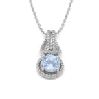 Love Knot Pendant Necklace Aquarmarine March Birthstone Sterling Silver