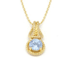 Love Knot Pendant Necklace 1 Carat Aquamarine March Birthstone Gold Over Silver