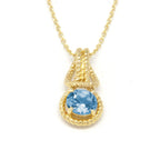 Love Knot Pendant Necklace 1 Carat Blue Zircon December Birthstone Gold Over Silver