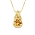Love Knot Pendant Necklace 1 Carat Yellow Topaz November Birthstone Gold Over Silver