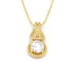 Love Knot Pendant Necklace 1 Carat Cubic Zirconia April Birthstone Gold Over Silver