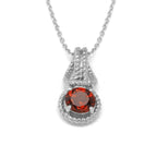 Love Knot Pendant Necklace 1 Carat Garnet January Birthstone Sterling Silver