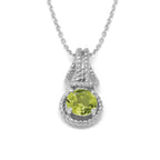 Love Knot Pendant Necklace 1 Carat Peridot August Birthstone Sterling Silver