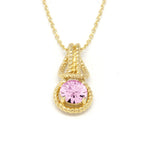 Love Knot Pendant Necklace 1 Carat Pink Tourmaline October Birthstone Gold Over Silver