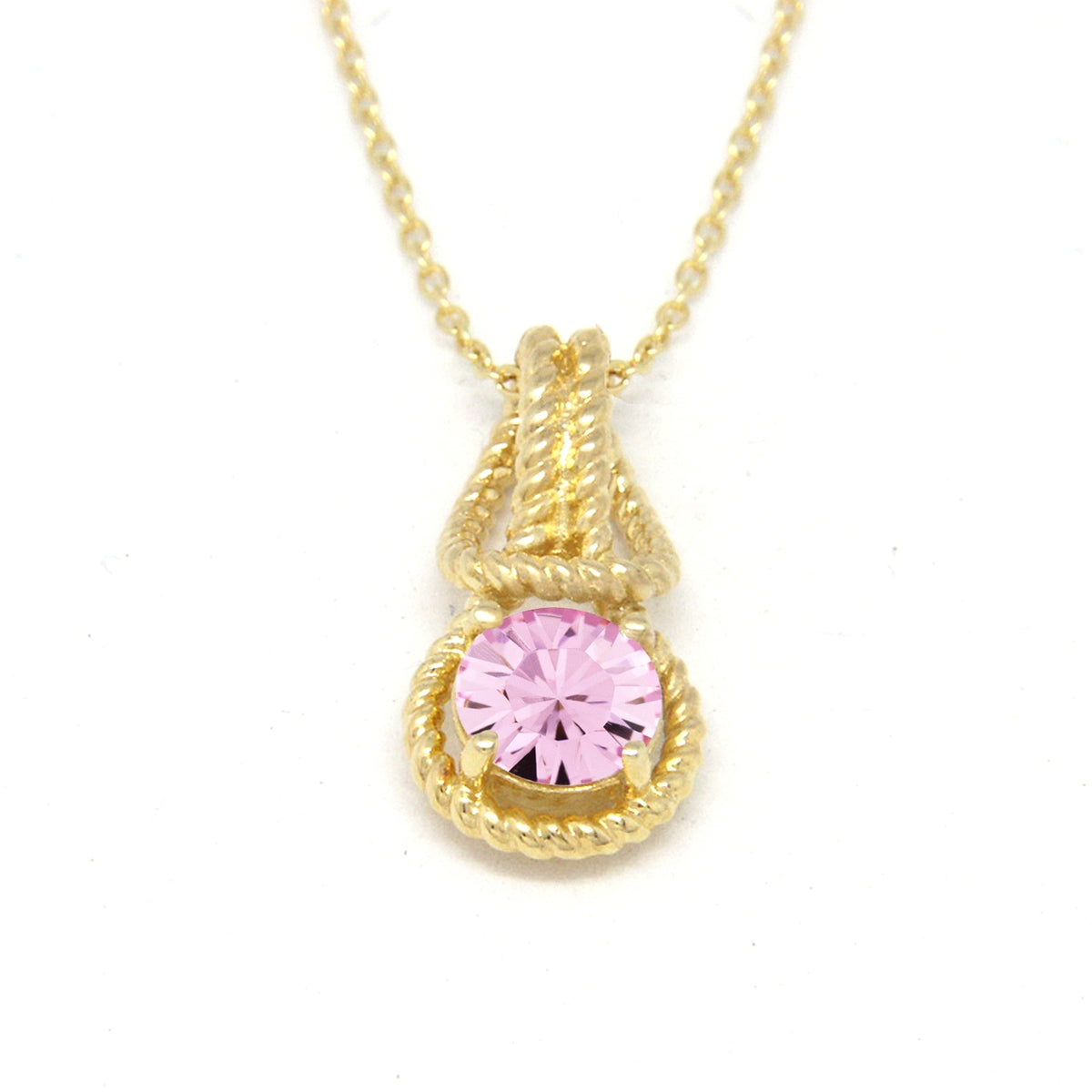 Love Knot Pendant Necklace 1 Carat Pink Tourmaline October Birthstone Gold Over Silver