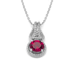 Love Knot Pendant Necklace 1 Carat Ruby July Birthstone Sterling Silver