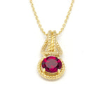 Love Knot Pendant Necklace 1 Carat Ruby July Birthstone Gold Over Silver