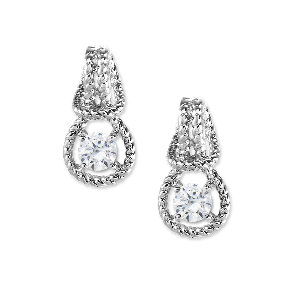 Love Knot Earrings Braided Rope 2/3rd Carat Twt. Cubic Zirconia Sterling Silver