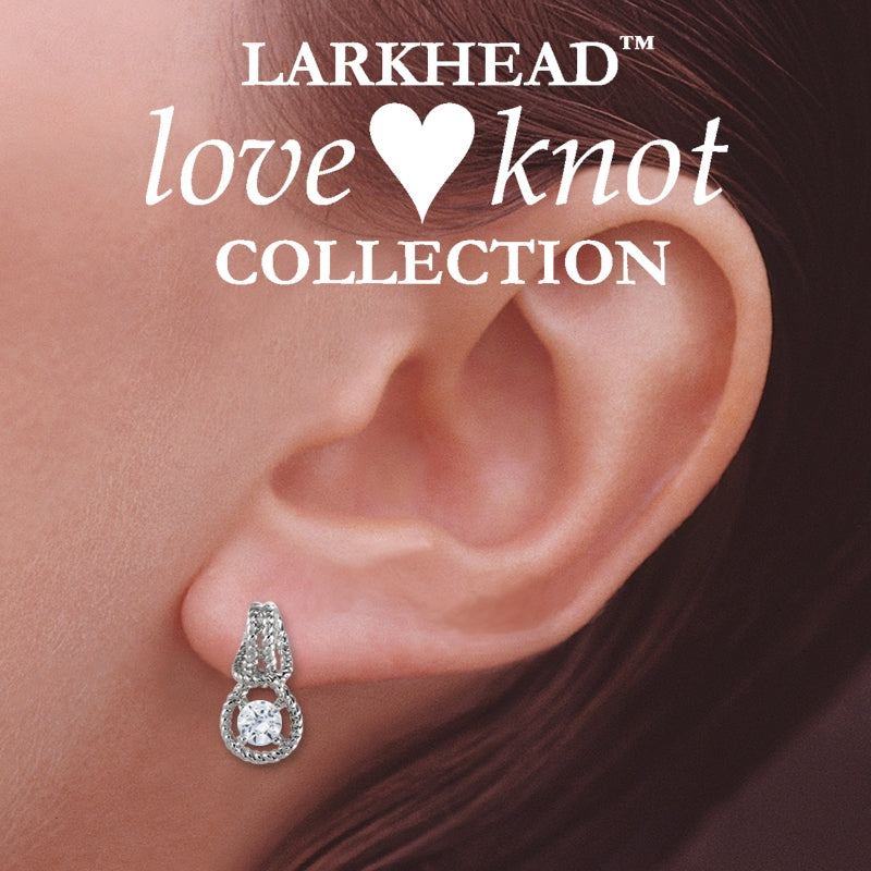 Love Knot Earrings Braided Rope 2/3rd Carat Twt. Cubic Zirconia Sterling Silver