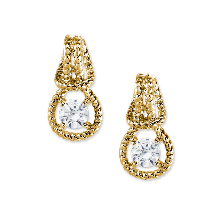 Love Knot Earrings Braided Rope 2/3rd Carat Twt. Cubic Zirconia 18k Gold over Silver