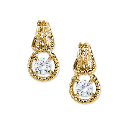 Love Knot Earrings Braided Rope 2/3rd Carat Twt. Cubic Zirconia 18k Gold over Silver