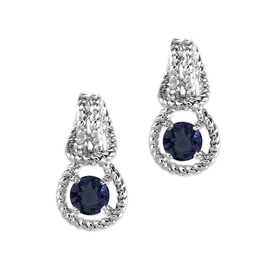 2/3ct. Birthstone Gemstone Love Knot Twisted Rope Earrings Sterling Silver
