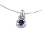 Love Knot Pendant Necklace Braided Rope 1/3rd Carat Birthstone Sterling Silver