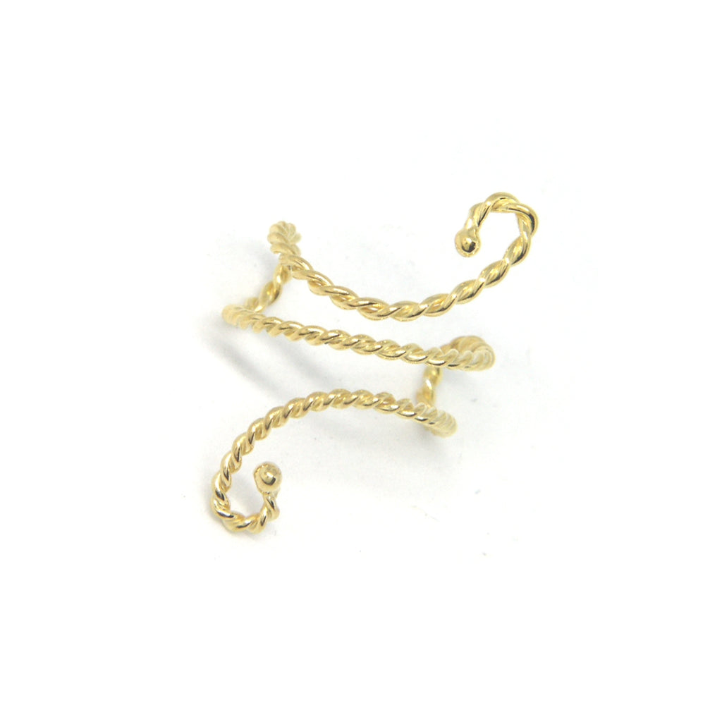 Swirl Ear Cuff Earring Twisted Wire in 10k Yellow Gold
