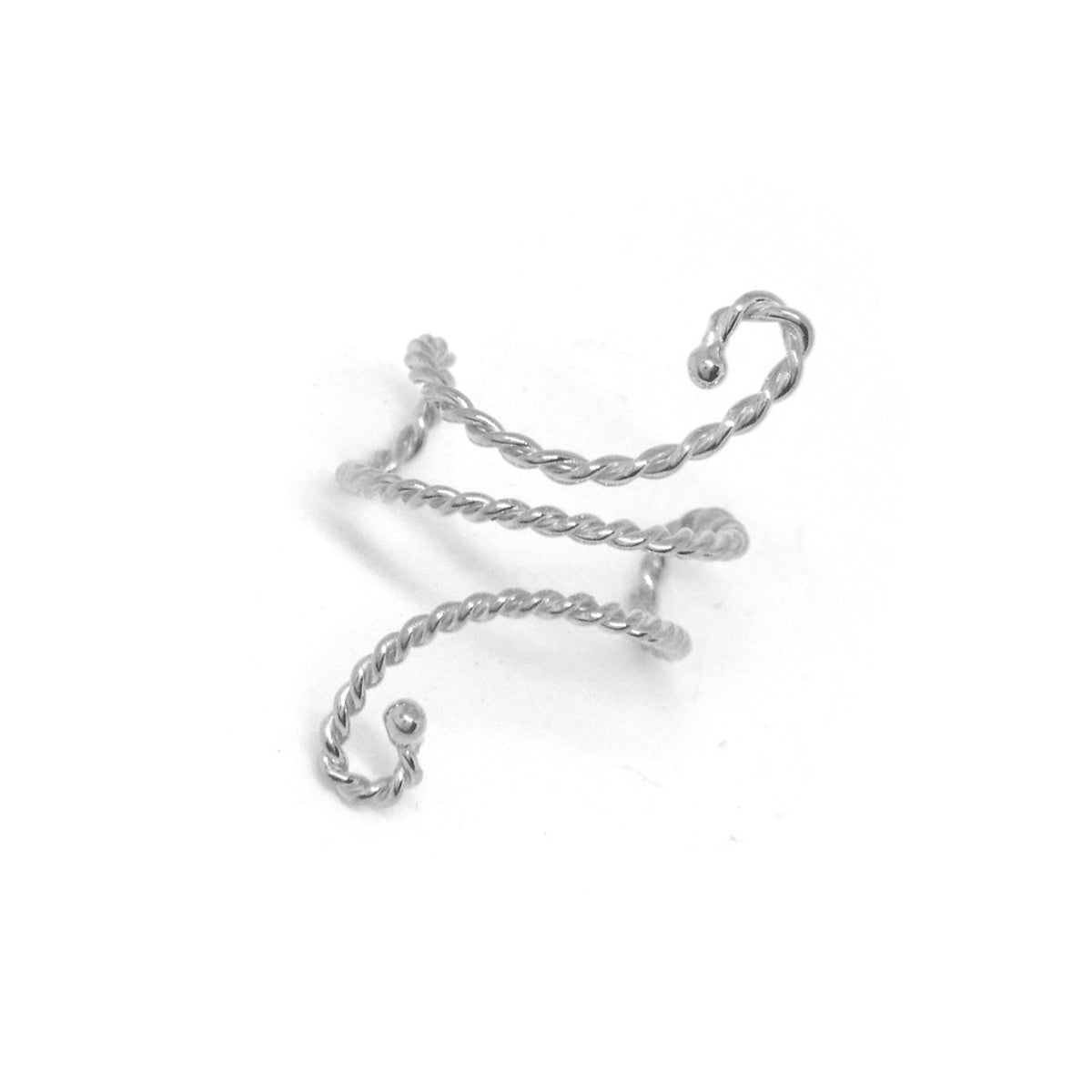 Swirl Ear Cuff Earring Twisted Wire in 10k White Gold