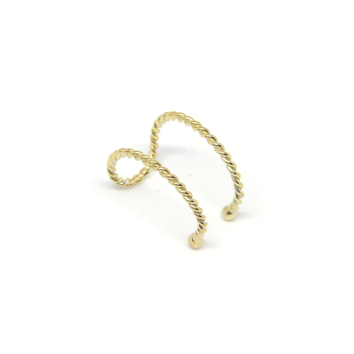 Double Wire Ear Cuff Earring Twisted Wire in 10k Yellow Gold