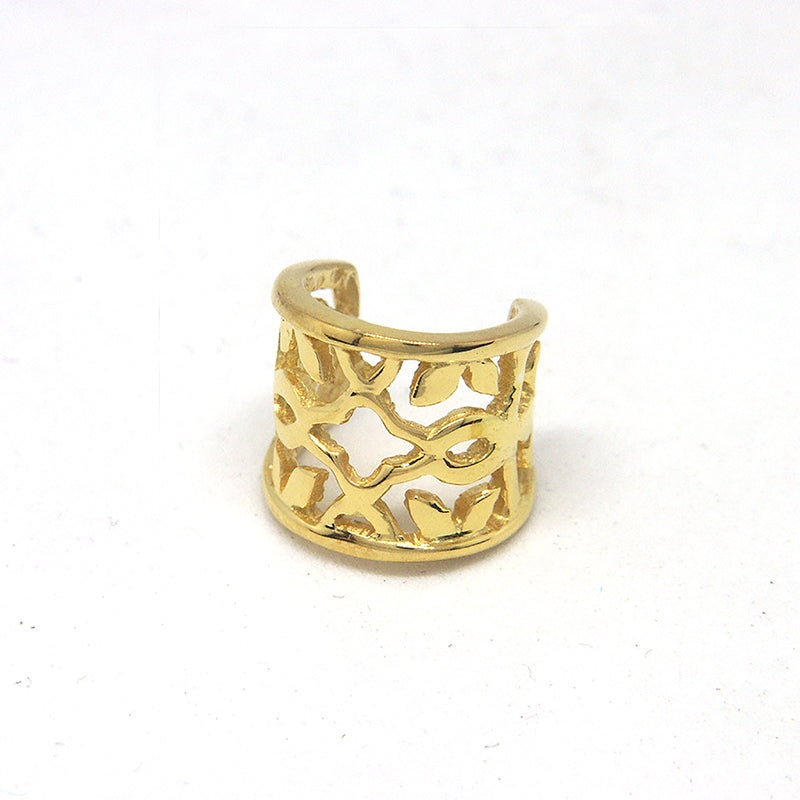 Fleur de Lis Ear Cuff Earring 18k Gold Over Silver