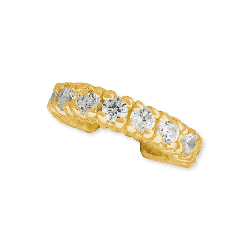Ear Cuff Earring Cubic Zirconia Curve 18k Gold Over Silver
