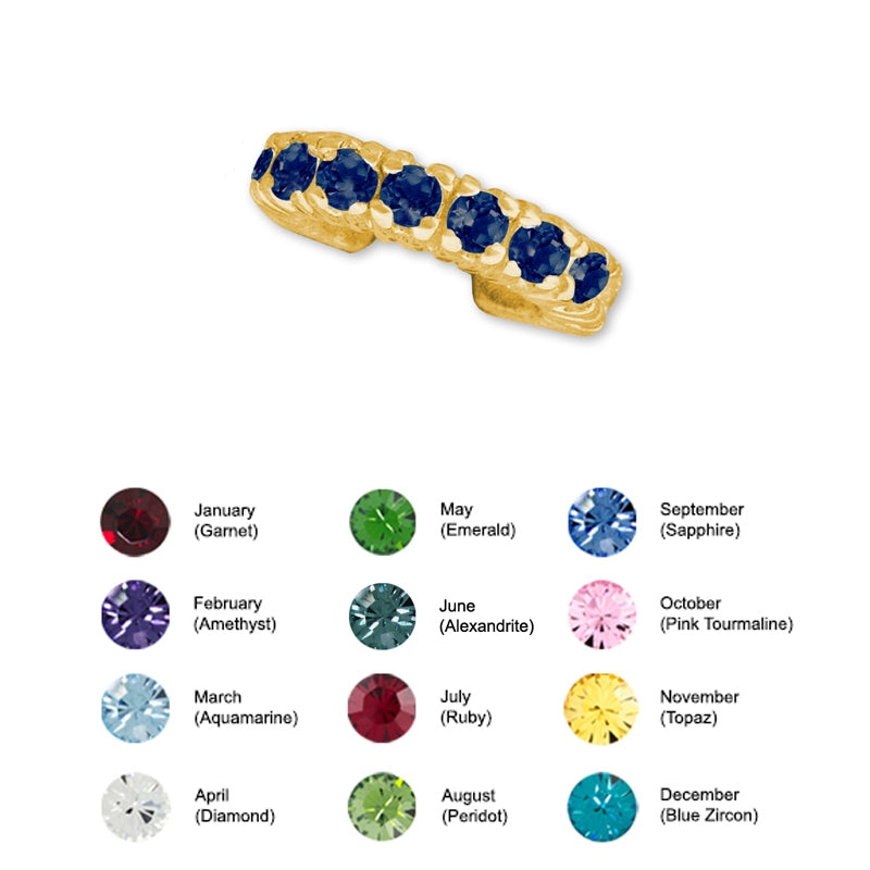 Solid Birthstone Ear Cuff Earring Curve 18k Gold Over Silver