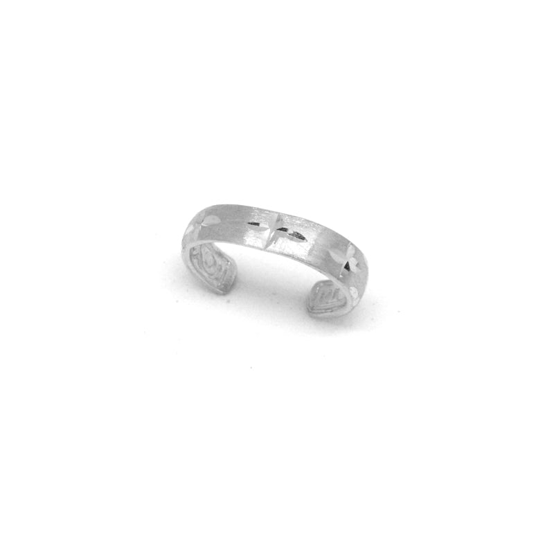 Diamond Cut Finish Ear Cuff Earring in 14k White Gold