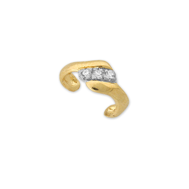 Gold Over Silver Cubic Zirconia Earcuff Earring