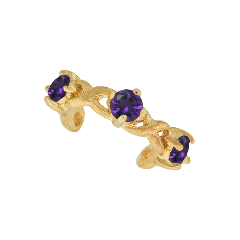 Amethyst Ear Cuff Earring in 14k Yellow Gold